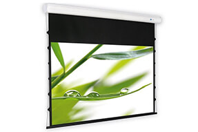 DELUXX Cinema schermo a motore Elegance Tension 16:9 color bianco avorio Varico Flat 244 x 137 cm