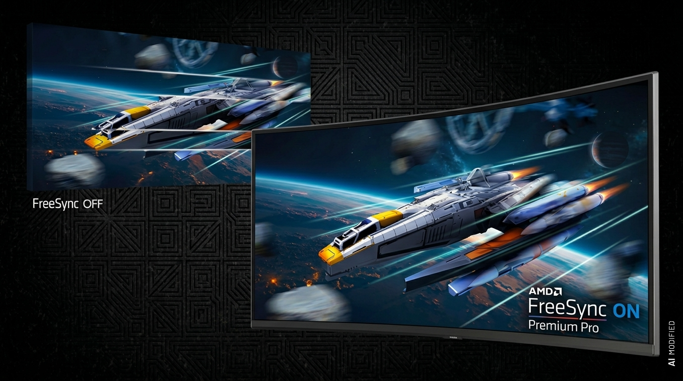 Scena di gioco a confronto: FreeSync disattivato e AMD FreeSync Premium Pro attivo