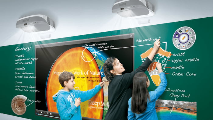 Proiettore Multitouch BenQ in uso in una scuola